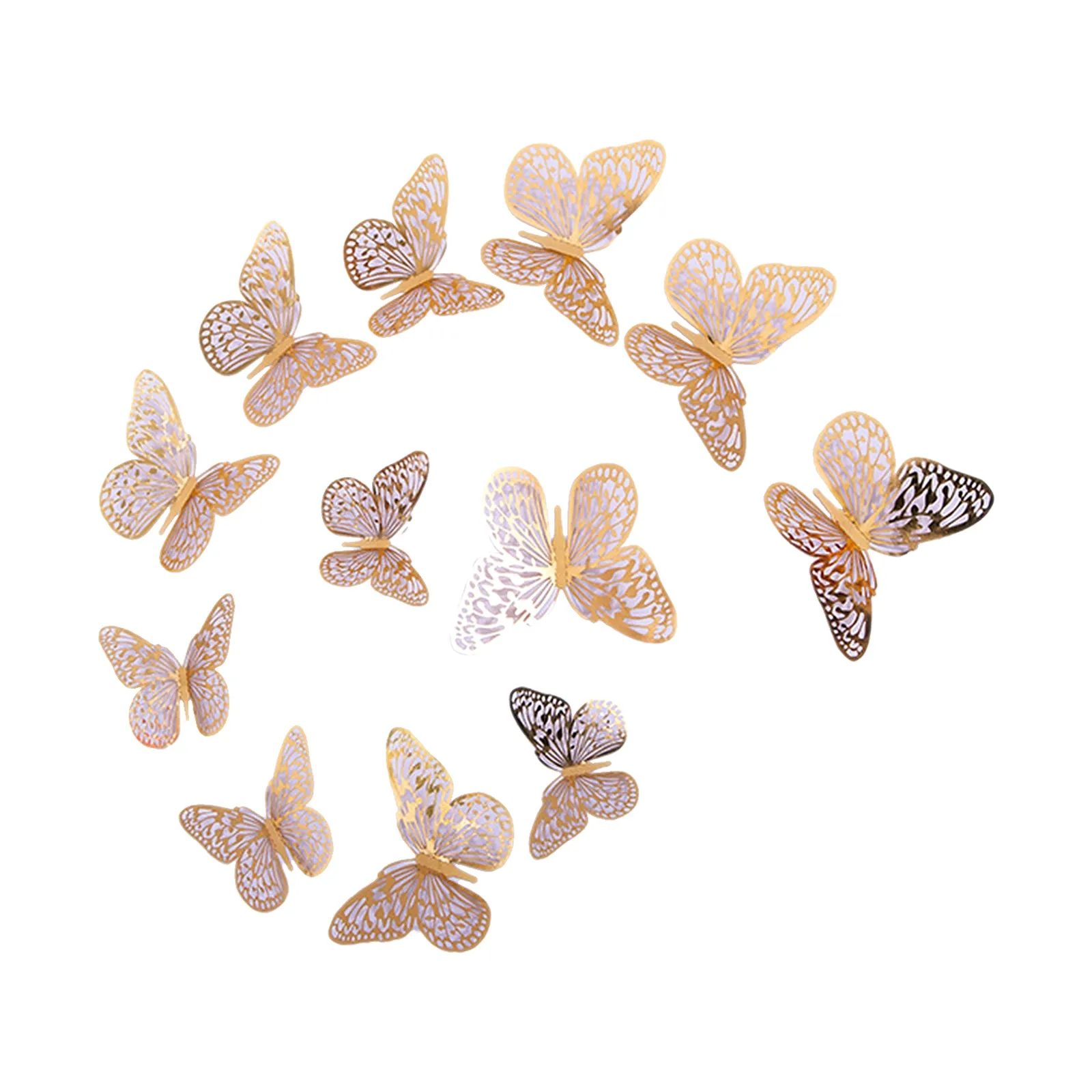 12Pcs Wall Stickers Hollow Out Butterfly Shape Wall Decal 3D Cut-out