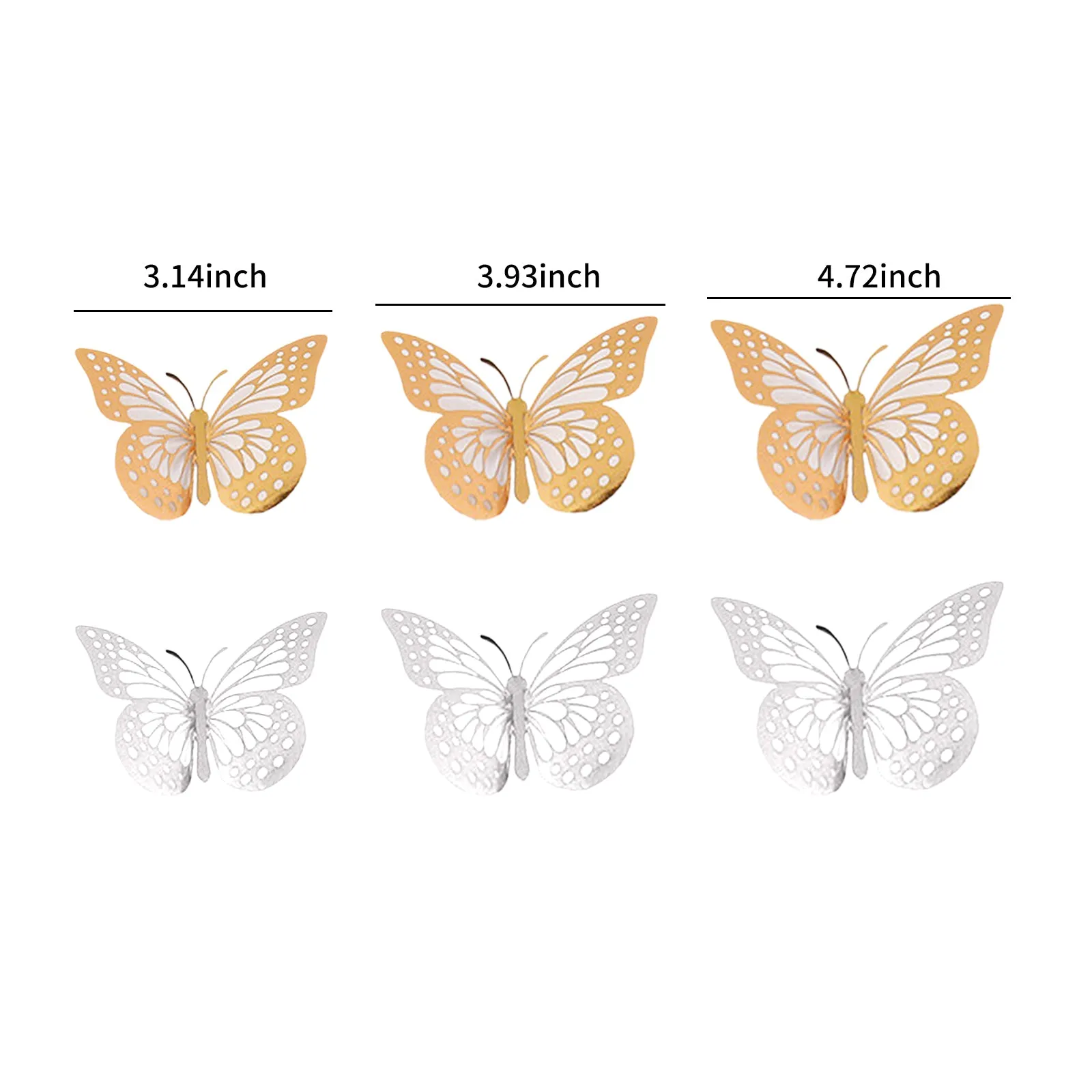 12Pcs Wall Stickers Hollow Out Butterfly Shape Wall Decal 3D Cut-out