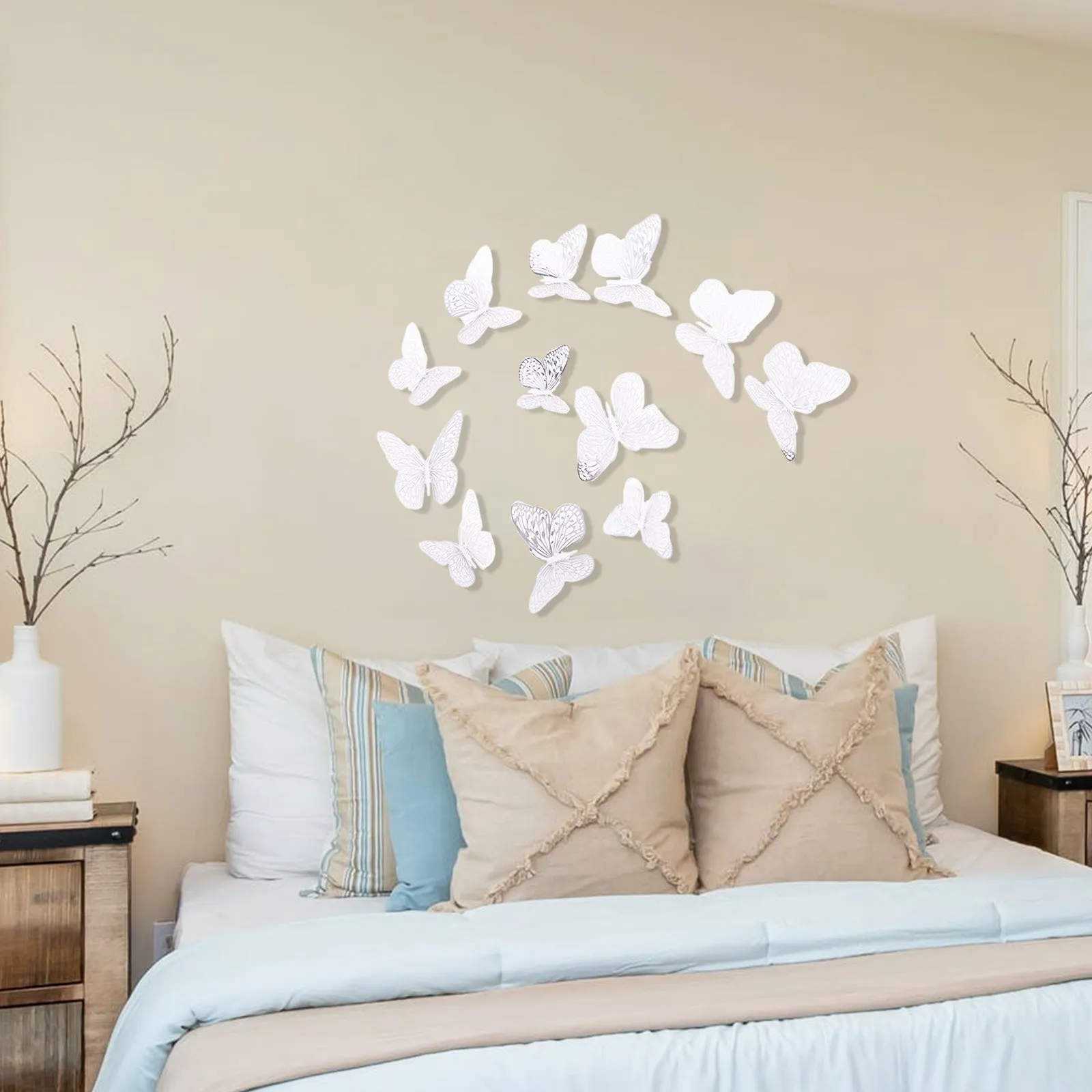 12Pcs Wall Stickers Hollow Out Butterfly Shape Wall Decal 3D Cut-out