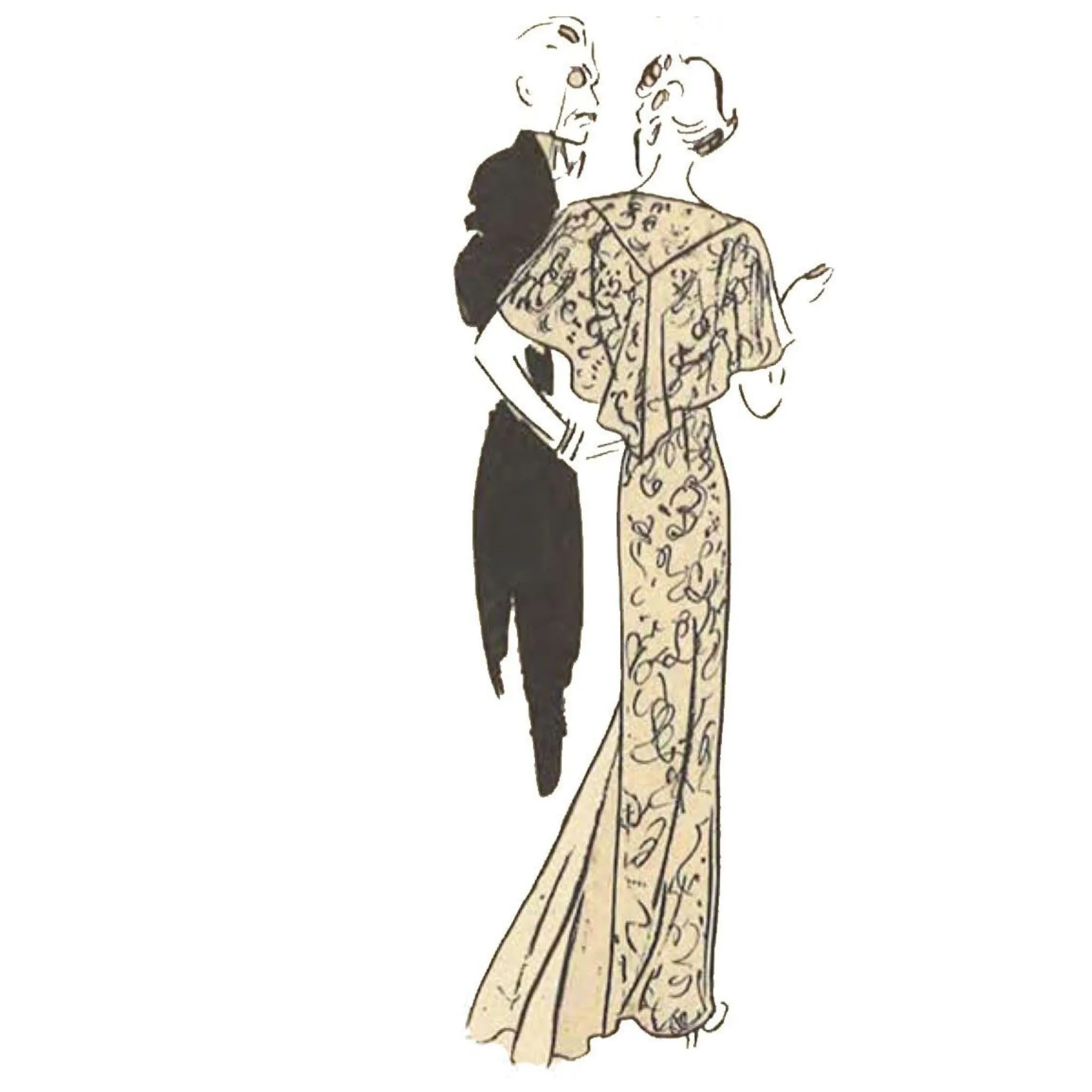 1930's Sewing Pattern: Vogue Special Design Elegant Evening Dress & Shawl  - Bust 42” (106.7cm)