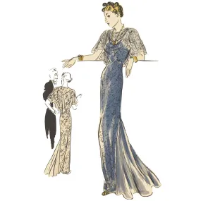 1930's Sewing Pattern: Vogue Special Design Elegant Evening Dress & Shawl  - Bust 42” (106.7cm)