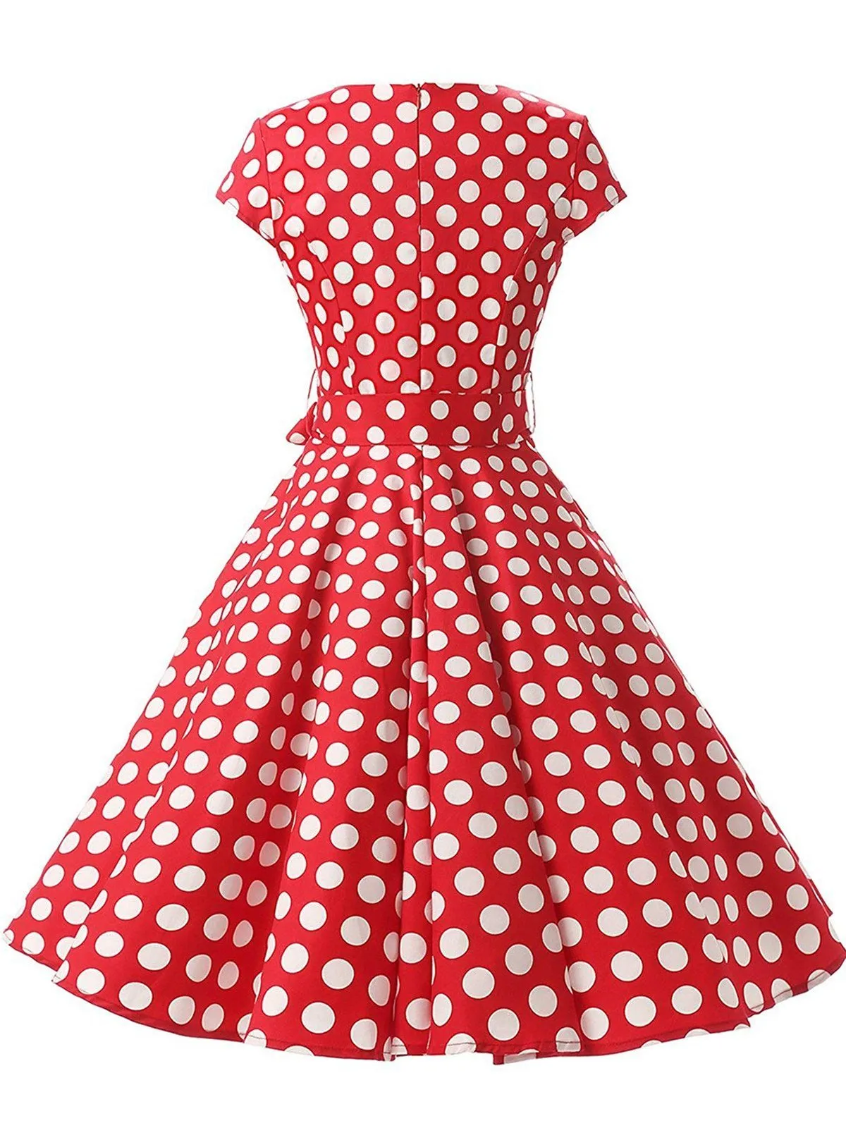 1950s Polka Dot Belted Swing Dress