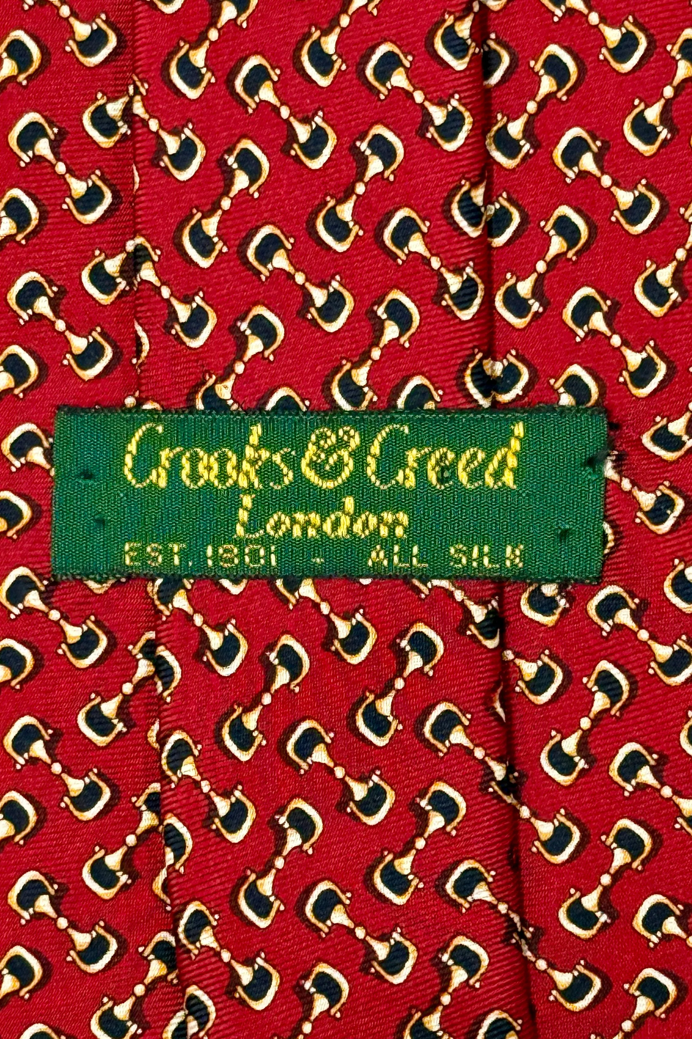 1960’S CROOKS & CREED LONDON MADE IN ITALY 100% SILK HORSEBIT HANDMADE TIE