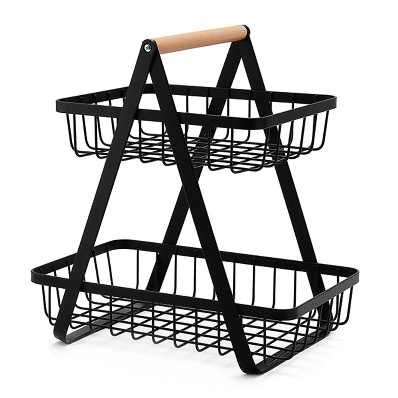 2 Tier Fruit Basket Camping Metal Wire Storage Holder