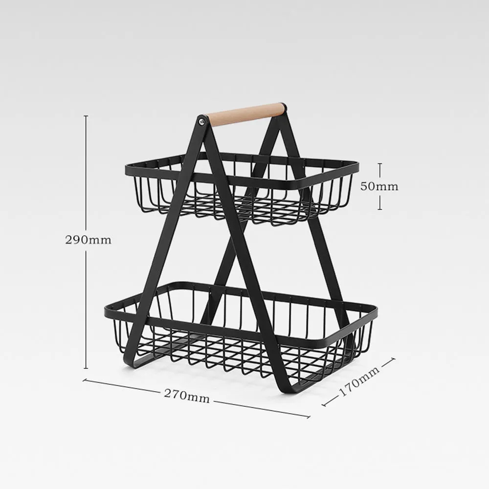 2 Tier Fruit Basket Camping Metal Wire Storage Holder