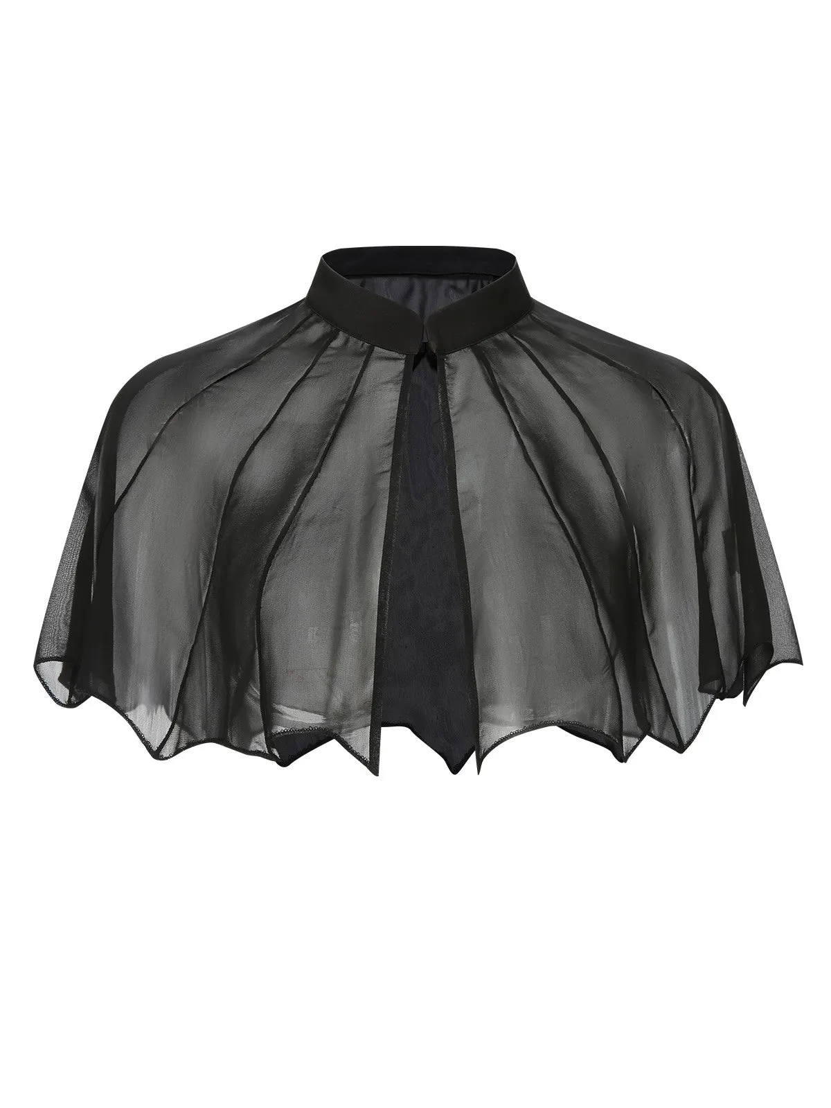 2PCS Black 1950s Halloween Bat Mesh Dress & Sheer Cape