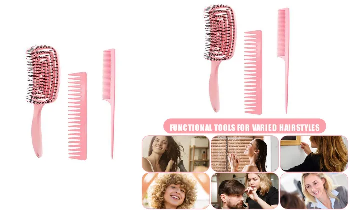 3 Piece Hair Brush Comb Set