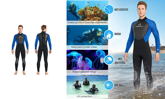 3mm Men Neoprene Wetsuit - Blue