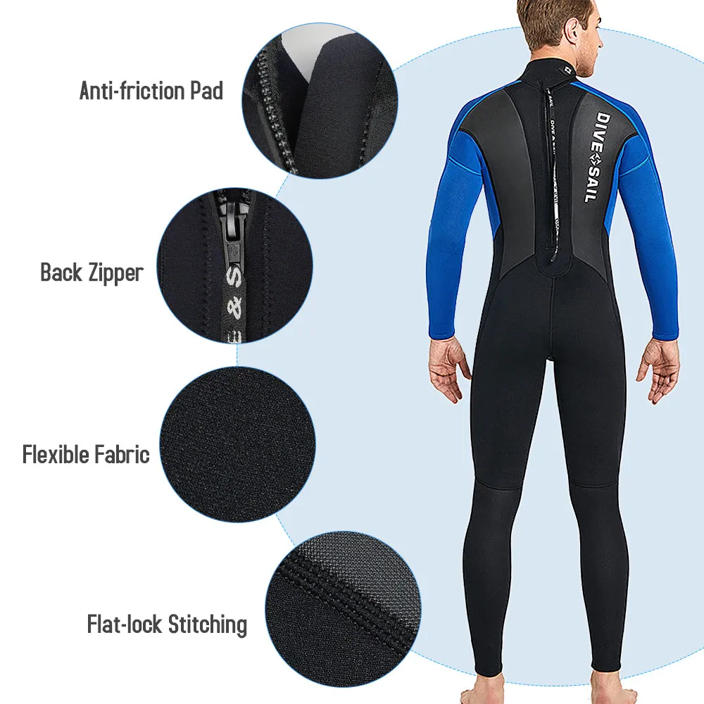 3mm Men Neoprene Wetsuit - Blue