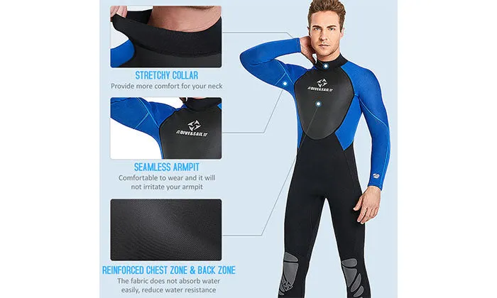 3mm Men Neoprene Wetsuit - Blue