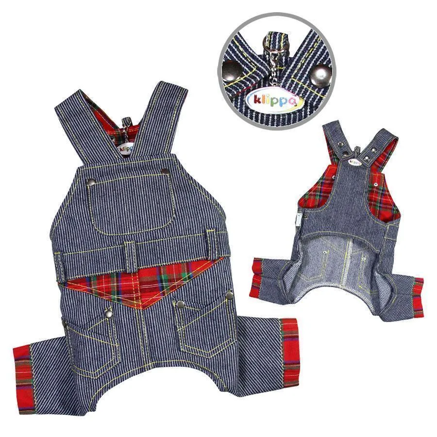 Adorable Stripy Denim Dog Overall XLarge