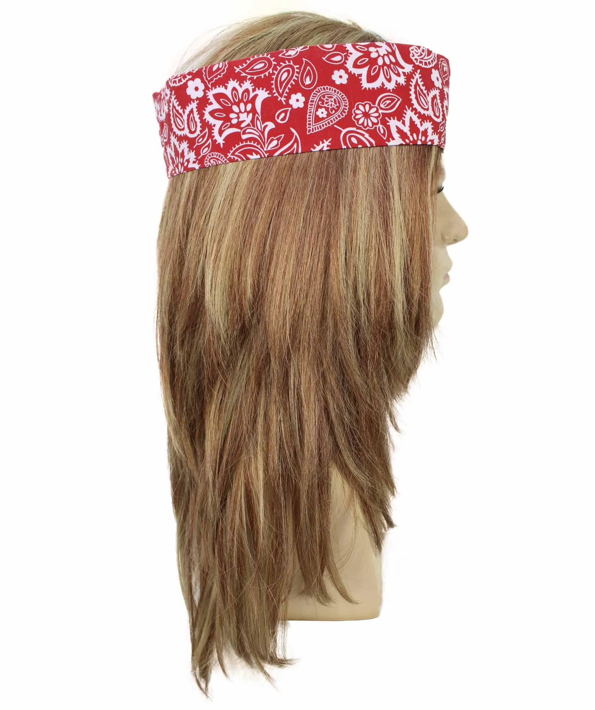 Adult Men’s Roses Hard Rock Heavy Metal Band Lead Singer Wig with Bandanna | Perfect for Halloween | Flame-retardant Synthetic Fiber