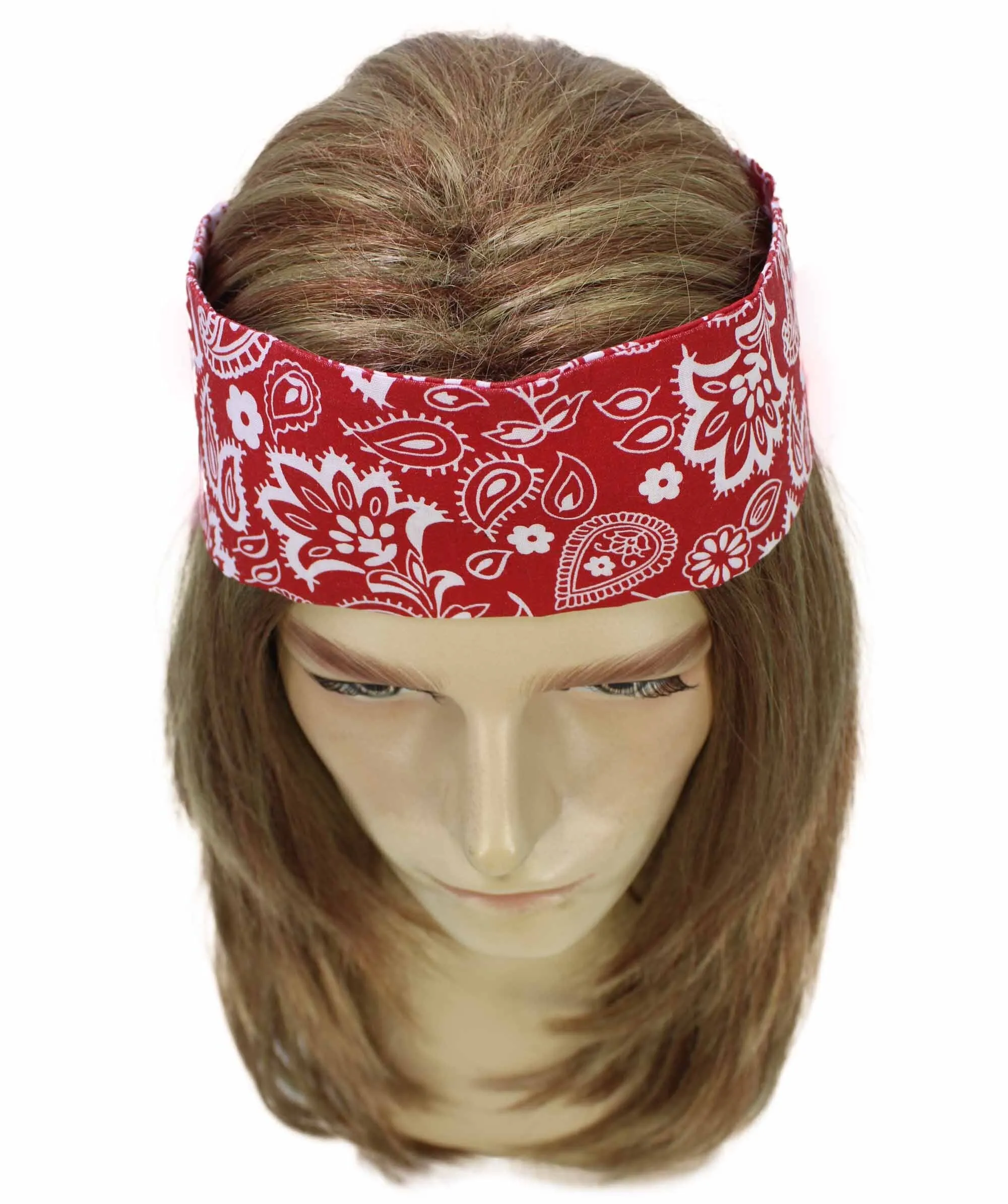 Adult Men’s Roses Hard Rock Heavy Metal Band Lead Singer Wig with Bandanna | Perfect for Halloween | Flame-retardant Synthetic Fiber