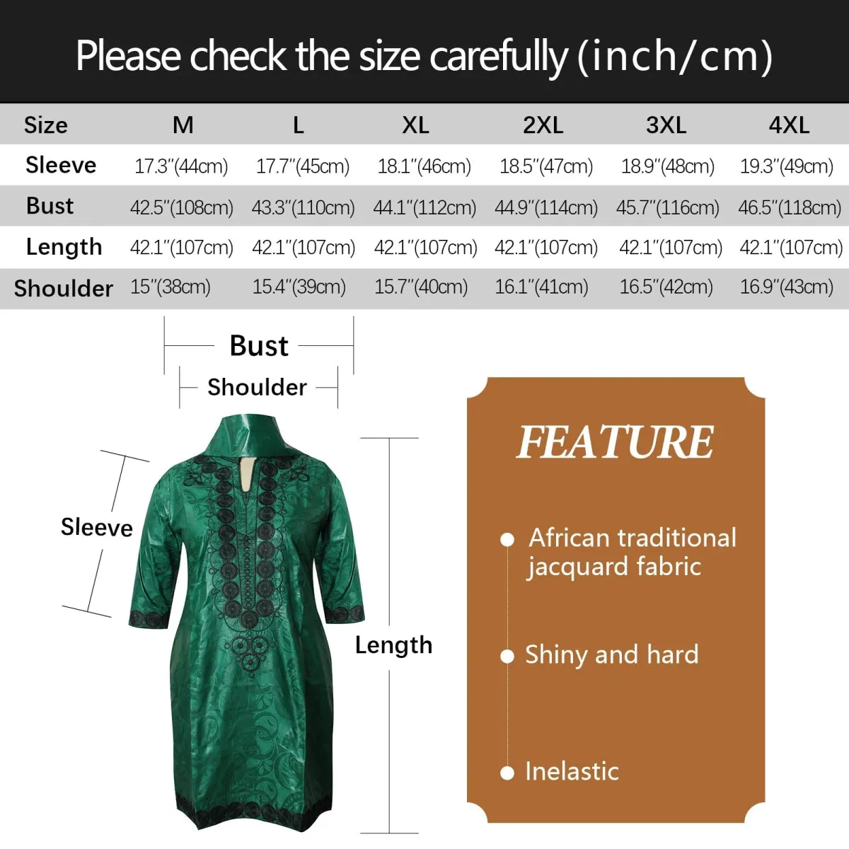 African Dresses For Woman Baizn Riche Embroidery Middle Dress With Scarf