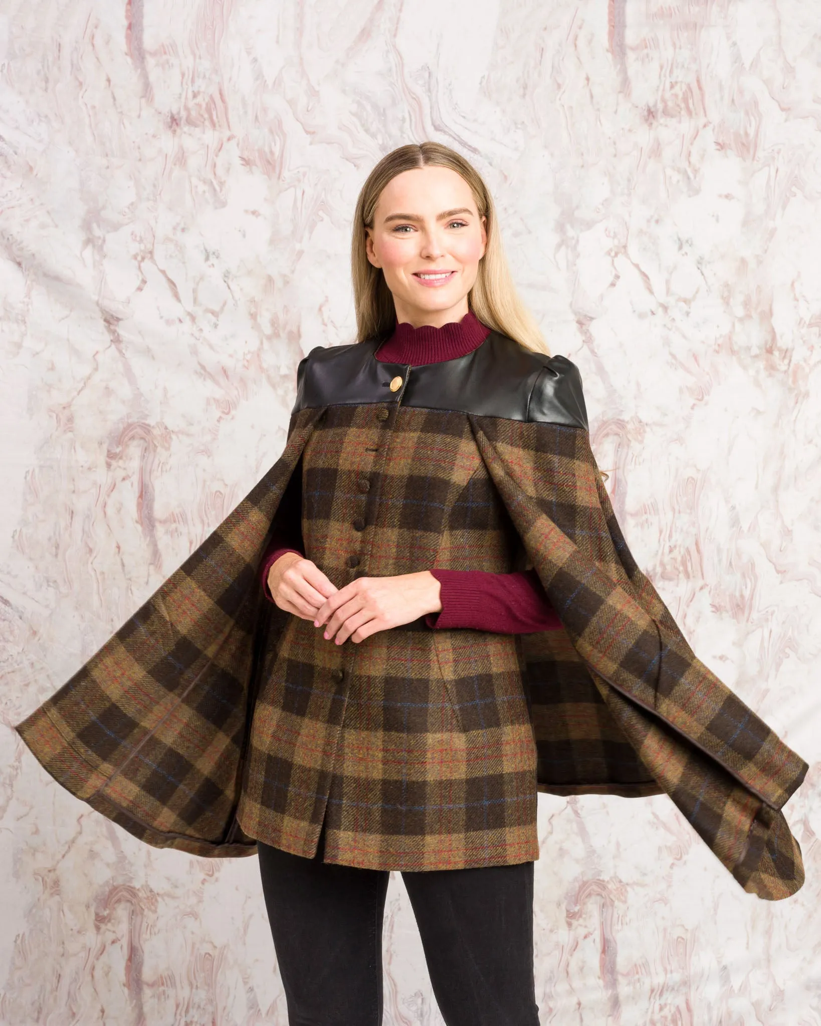 Aisling Tailored Cape - Auburn Check