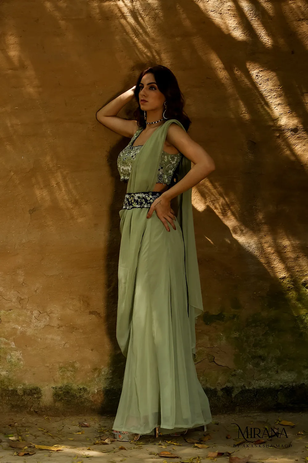 Alina - Sharara With Draped Dupatta And Cape Set