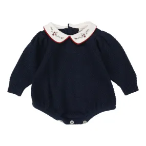 Analogie By Lil Legs Girls Knit Romper Navy