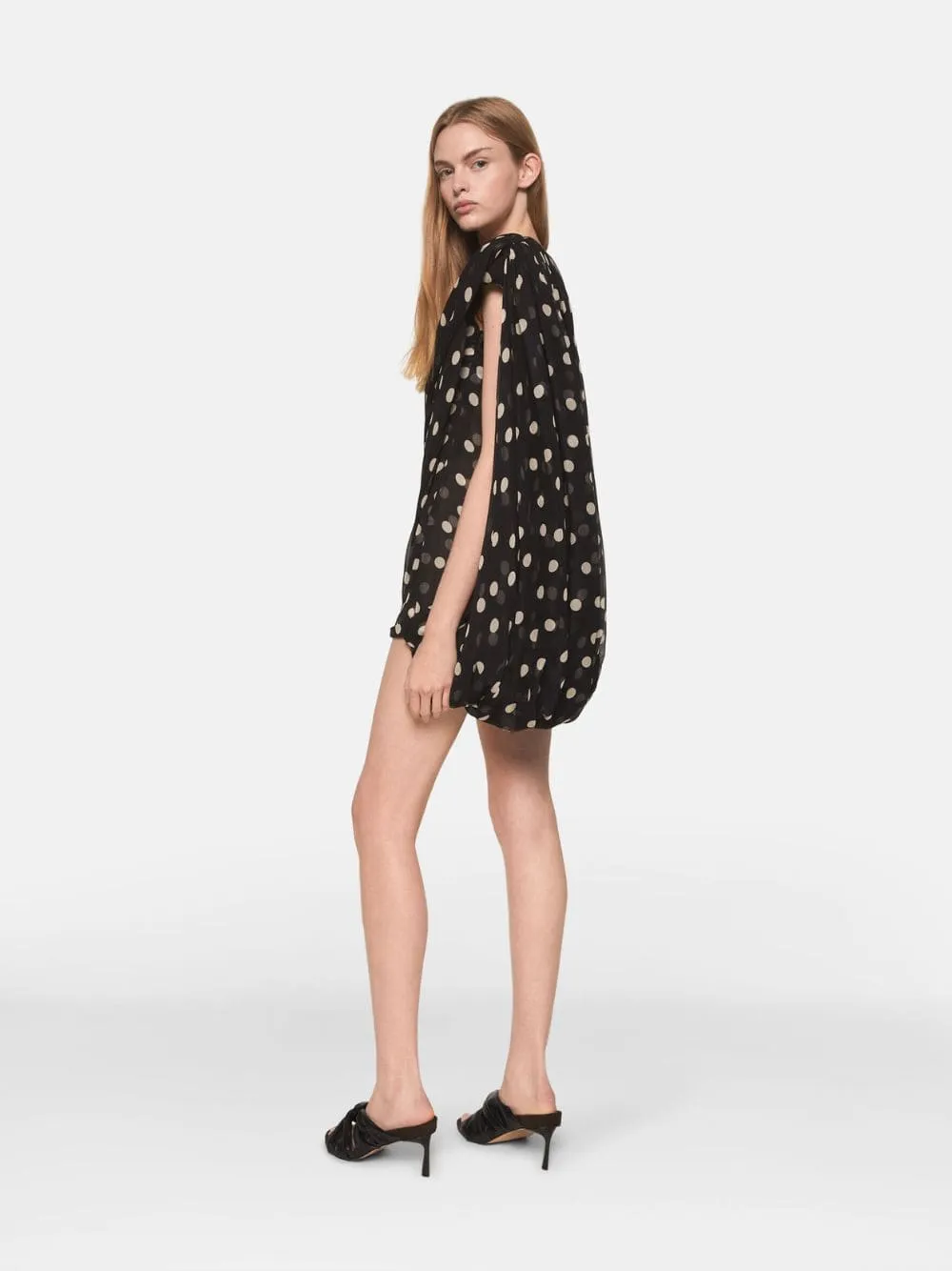 Asymmetric Silk Polka Dot Dress