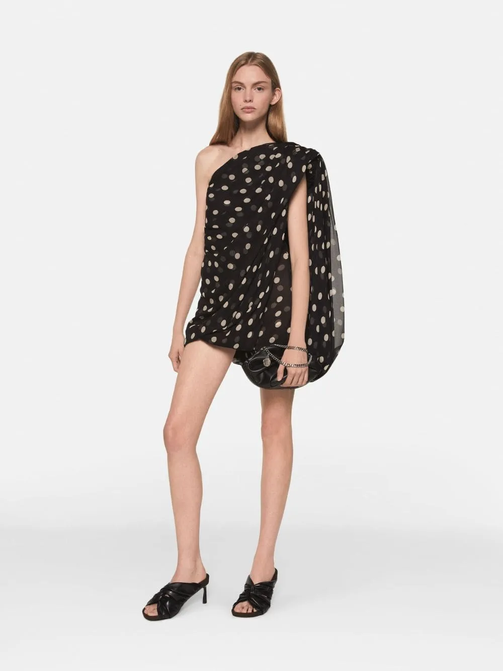 Asymmetric Silk Polka Dot Dress