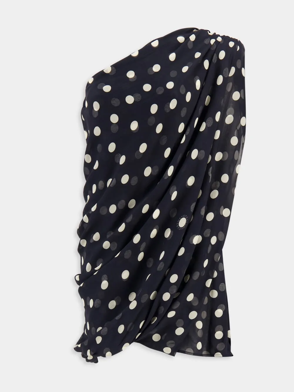 Asymmetric Silk Polka Dot Dress