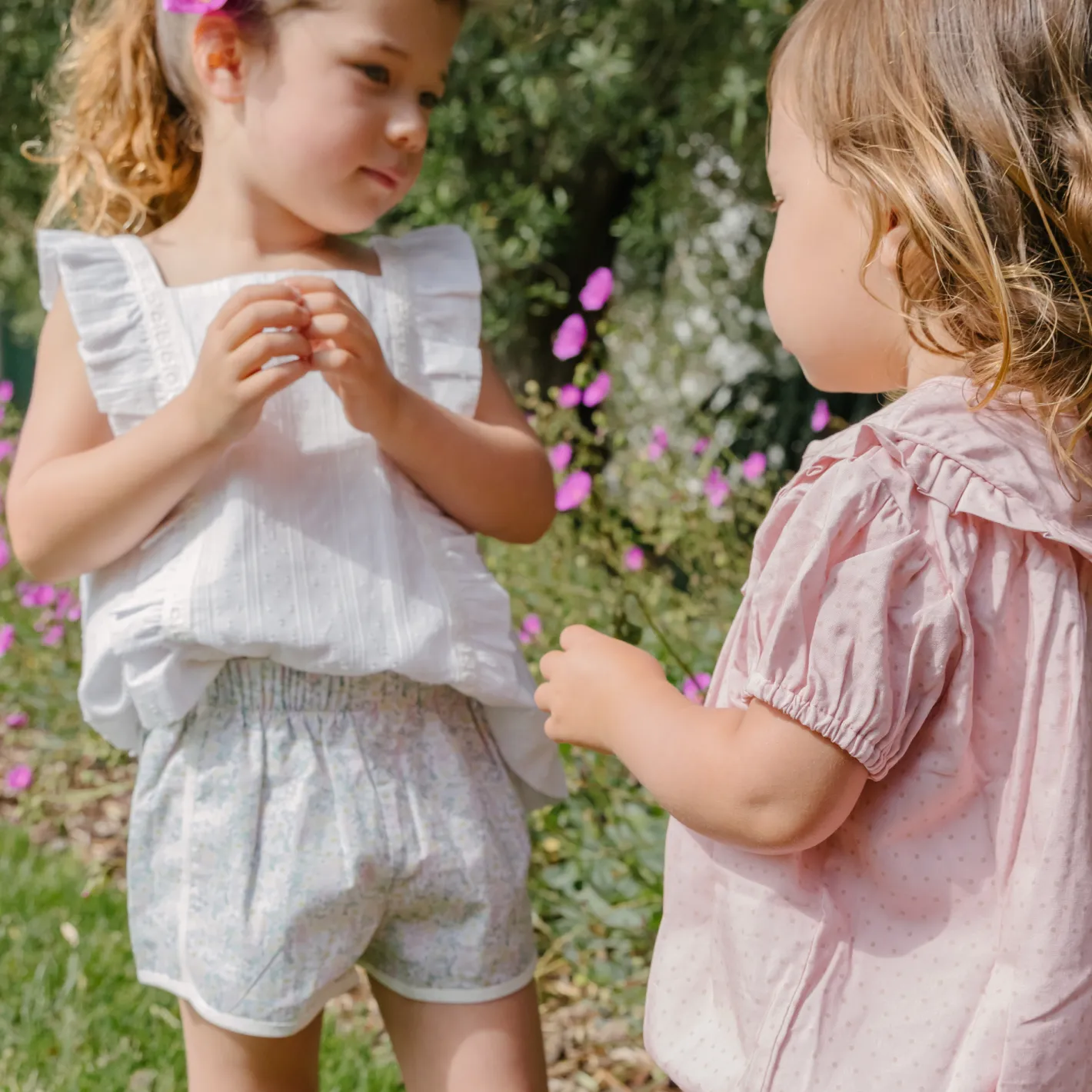 baby girls camellia pink dot bubble romper