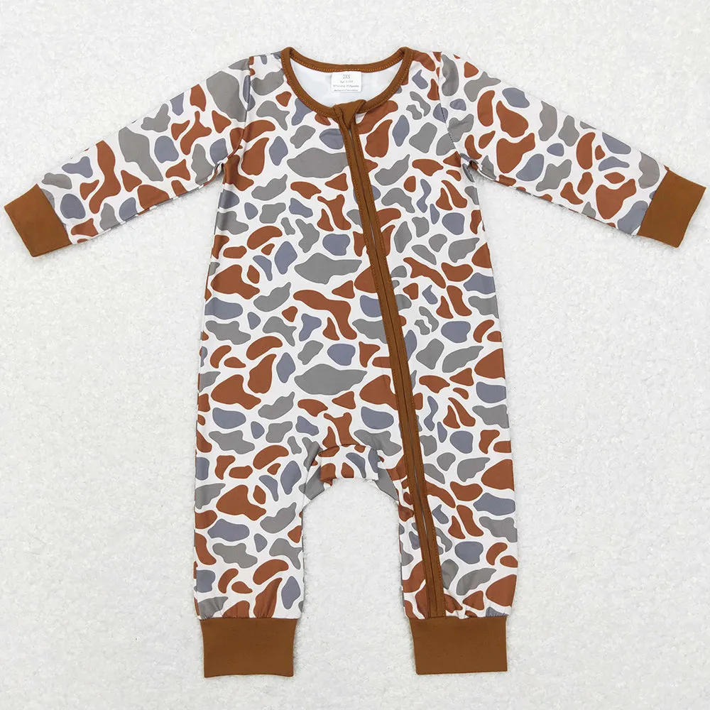 Baby Infant Boys Rompers Brown Camo Zip Sleepers Rompers LR0818