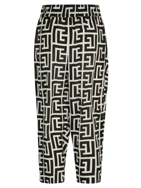 Balmain High Waist Monogram Printed Trousers