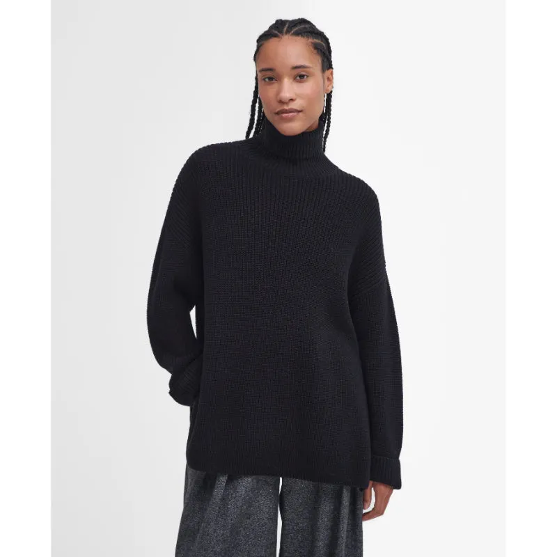 Barbour Rib Stitch Knitted Ladies Cape - Black