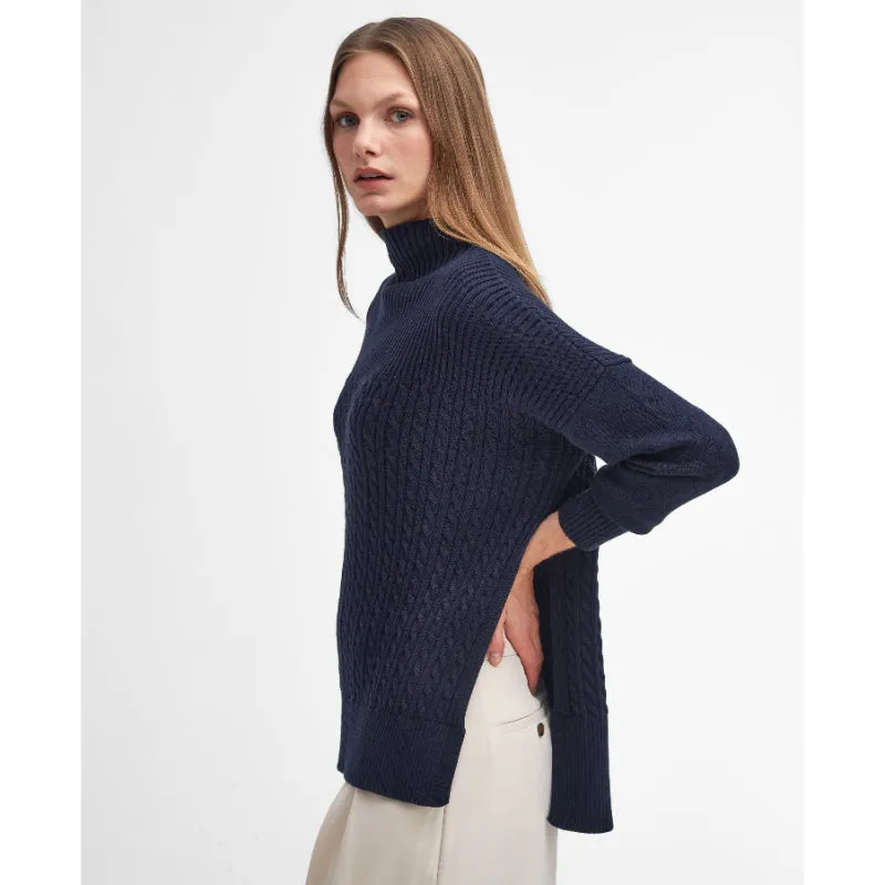 Barbour Stitch Guernsey Ladies Knitted Cape - Navy