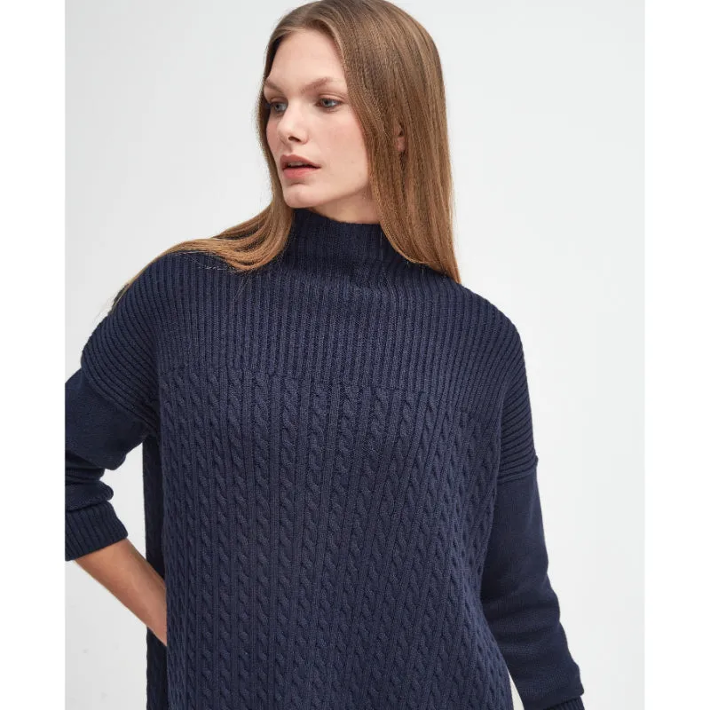 Barbour Stitch Guernsey Ladies Knitted Cape - Navy