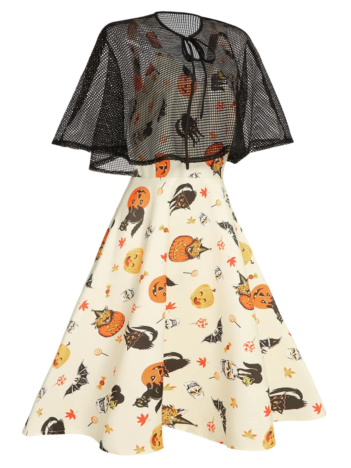 Beige 1950s Halloween Cap Costume Dress