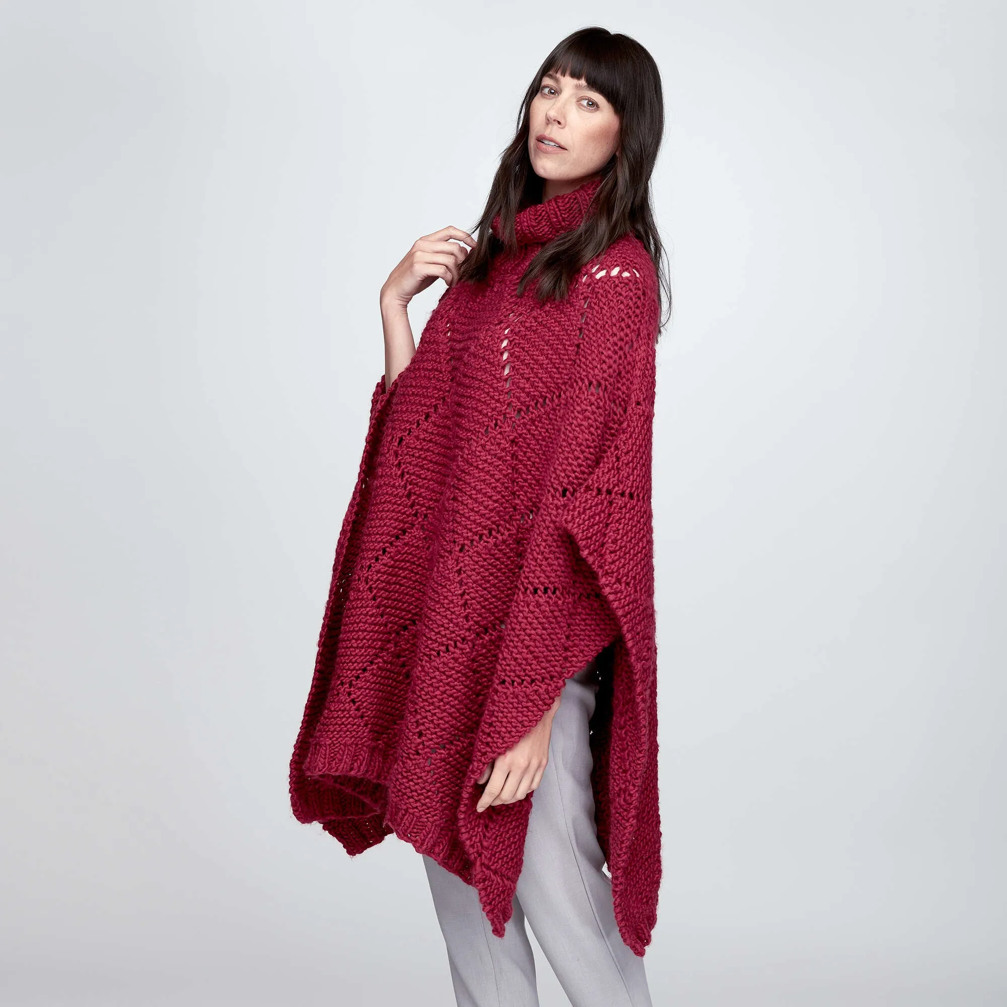 Bernat Garter Lace Knit Poncho