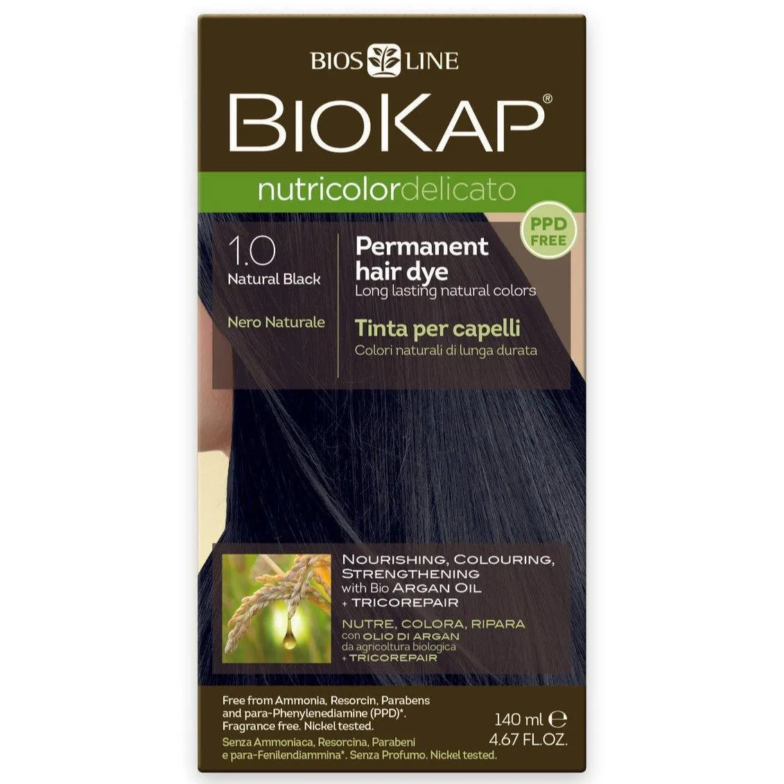 Biokap Delicato 1.0 Natural Black Gentle Dye 140mL