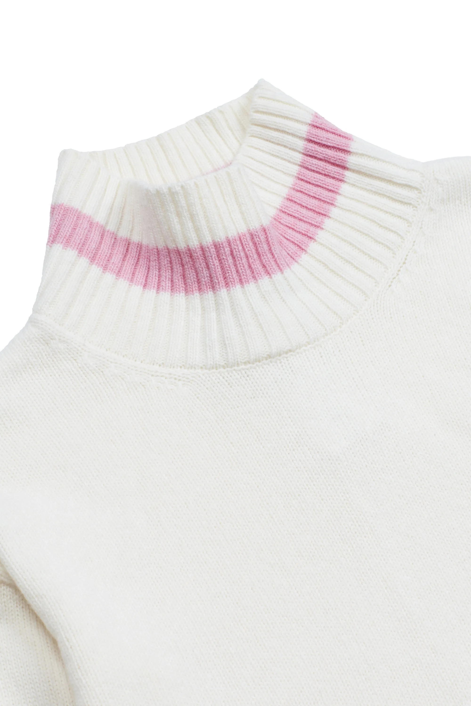 Birdie Funnel Neck in Soft Cream and Pastel Pink