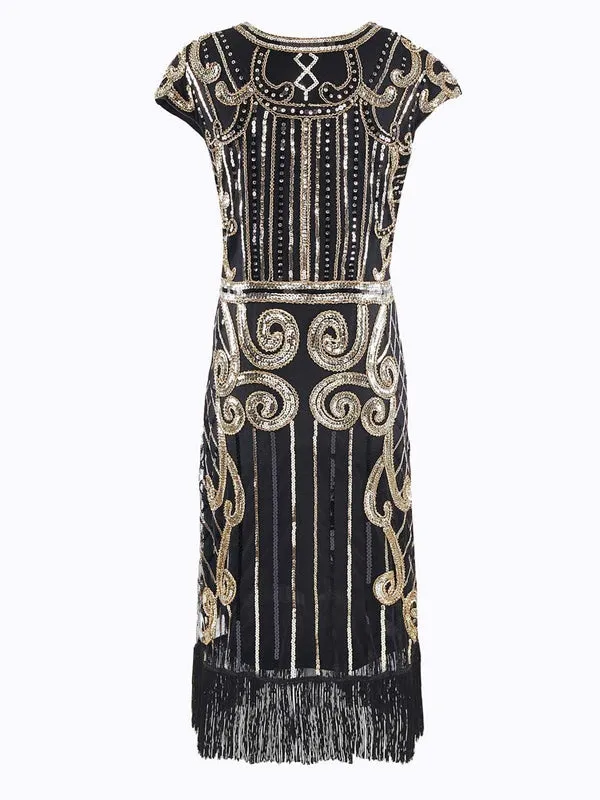 Black 1920s Sequined Flapper Dress