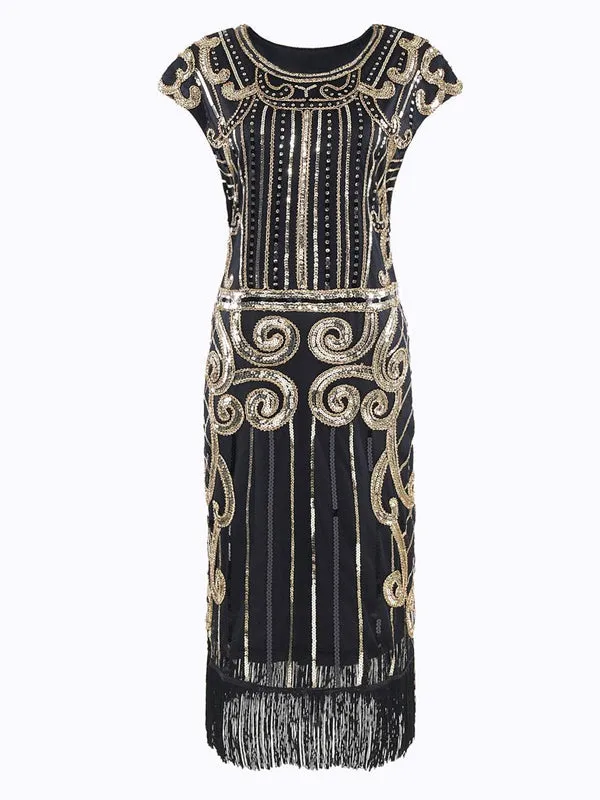 Black 1920s Sequined Flapper Dress