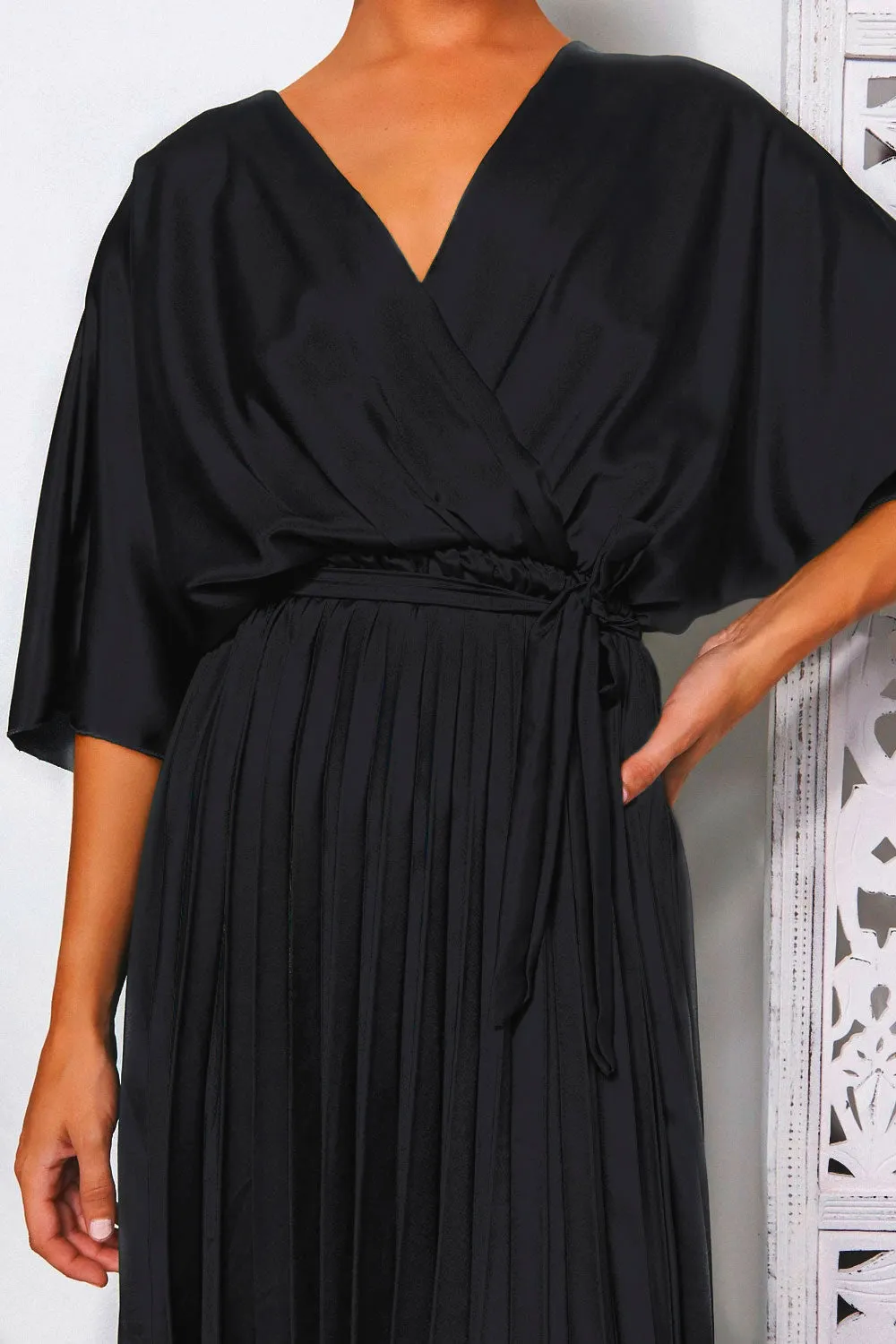 Black Cape Sleeve Maxi Dress