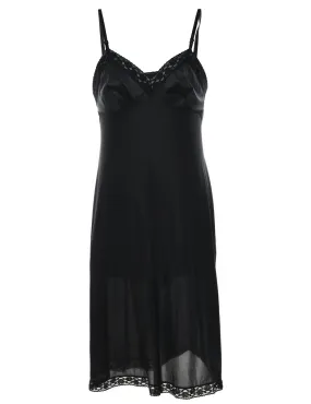 Black Lace Trim Slip Dress - S