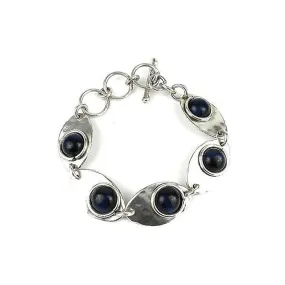 Blue Tiger Eye Link Silverplated Bracelet Brass Images