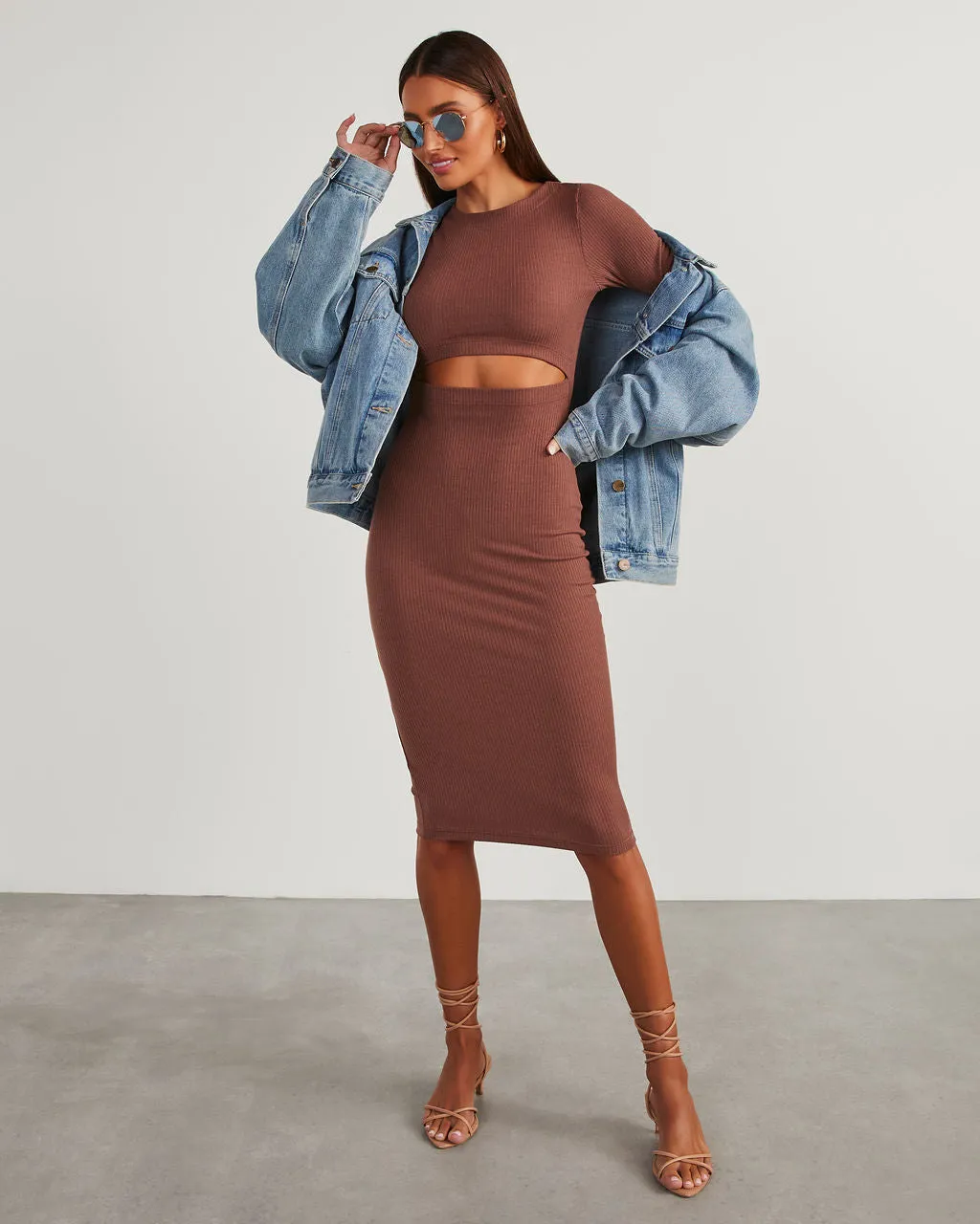 Body Language Ribbed Cutout Midi Dress