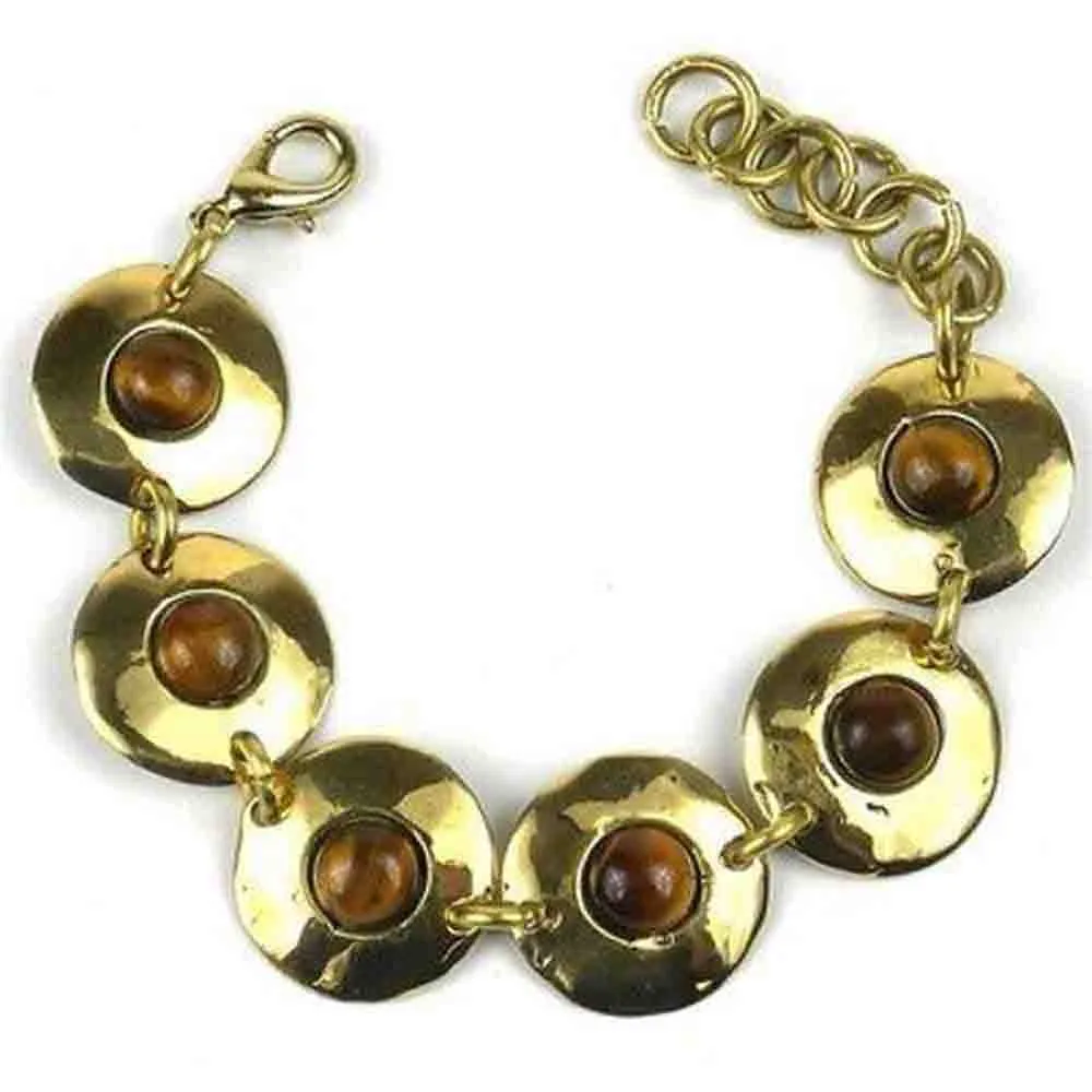 Bonbon Gold Tiger Eye Link Bracelet Brass Images