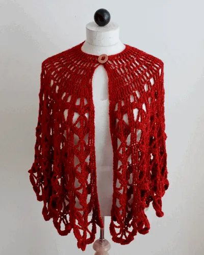 Bordeaux Fashion Cape Crochet Pattern