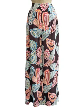 Brown Mid-Century Geode Print High Waist Palazzo Pants