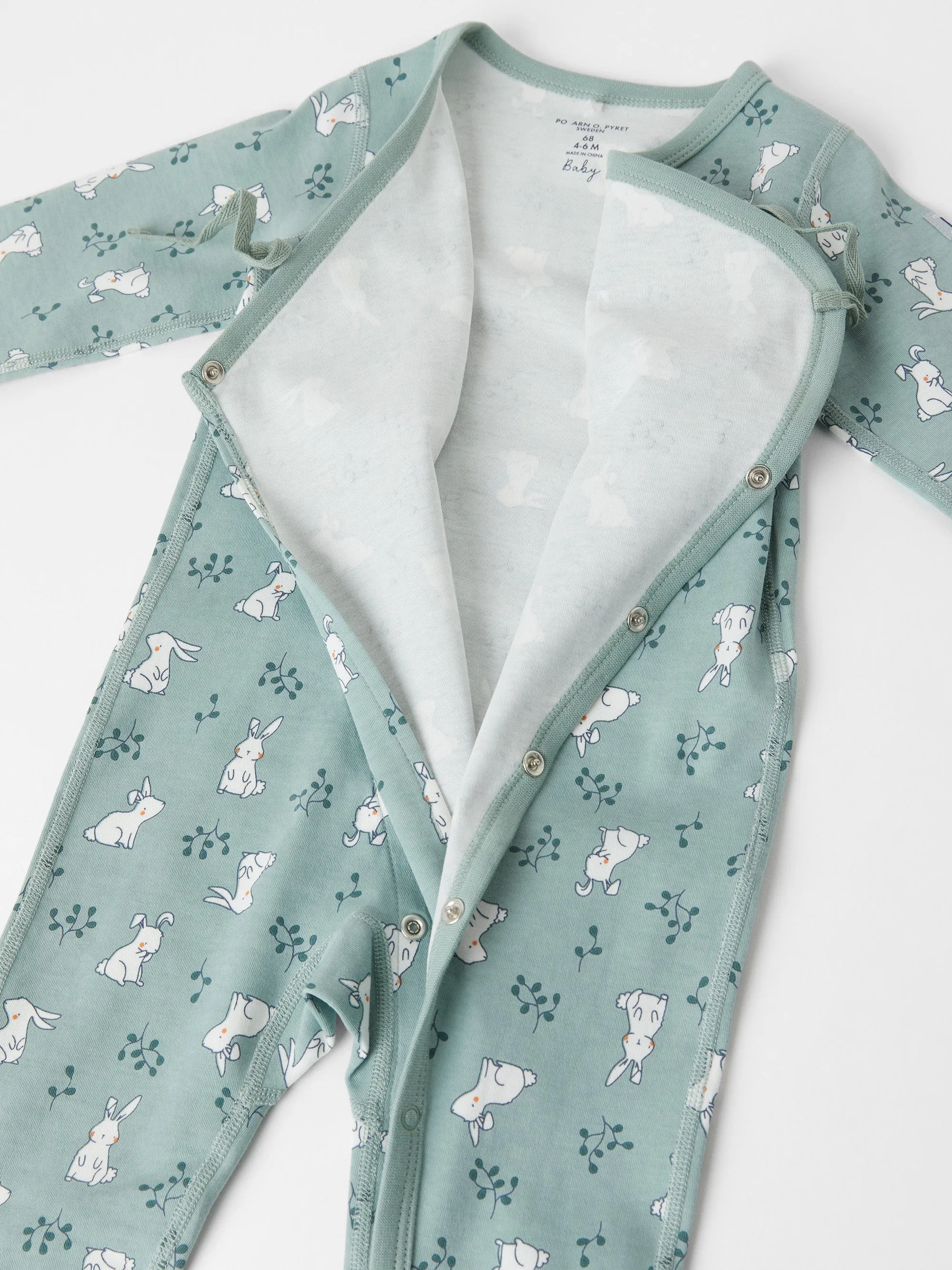 Bunny Print Baby Wraparound Romper