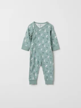 Bunny Print Baby Wraparound Romper