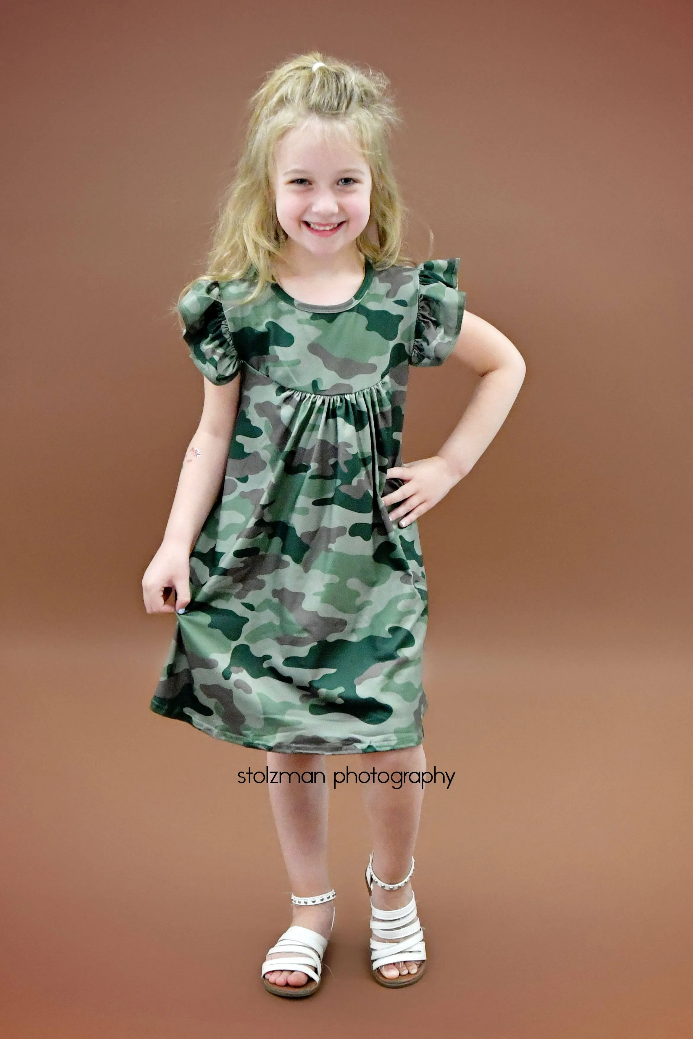 Camo Flutter Milk Silk Dress