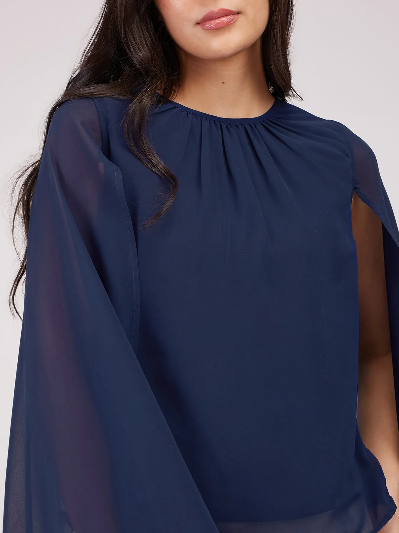 Cape Sleeves Top - Navy