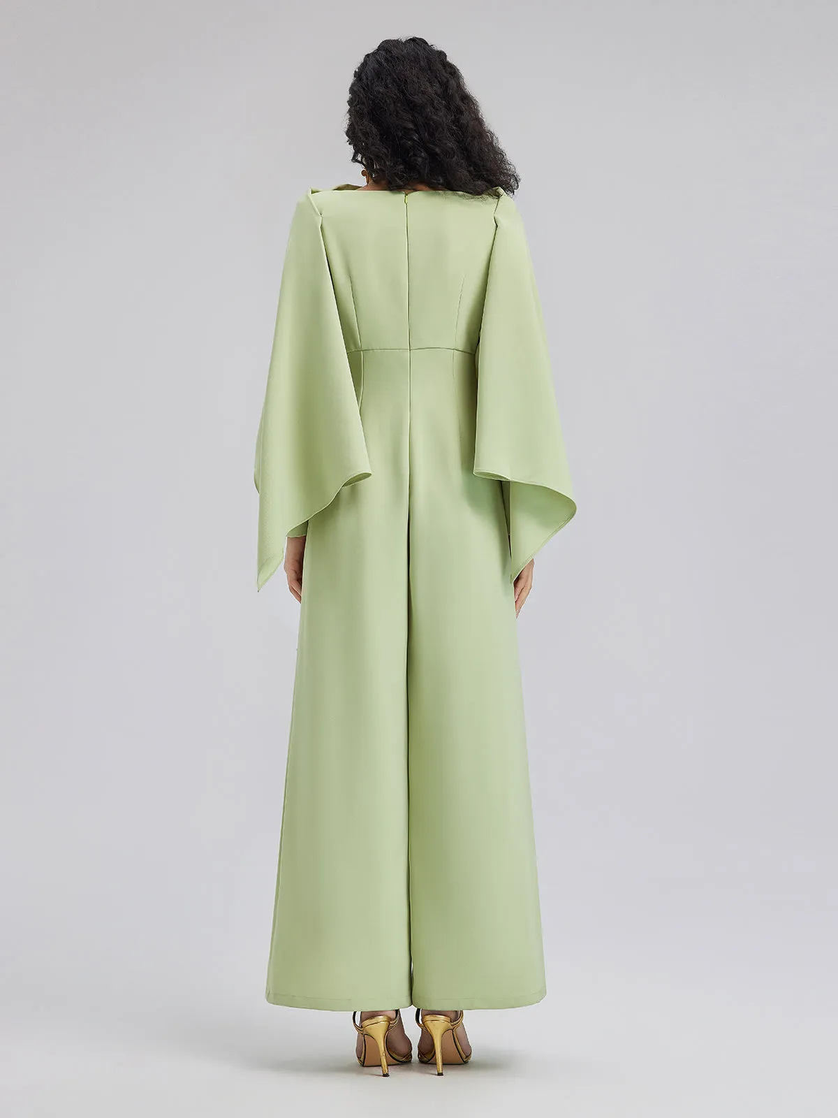 Cape-Style Jumpsuit with Wide Legs