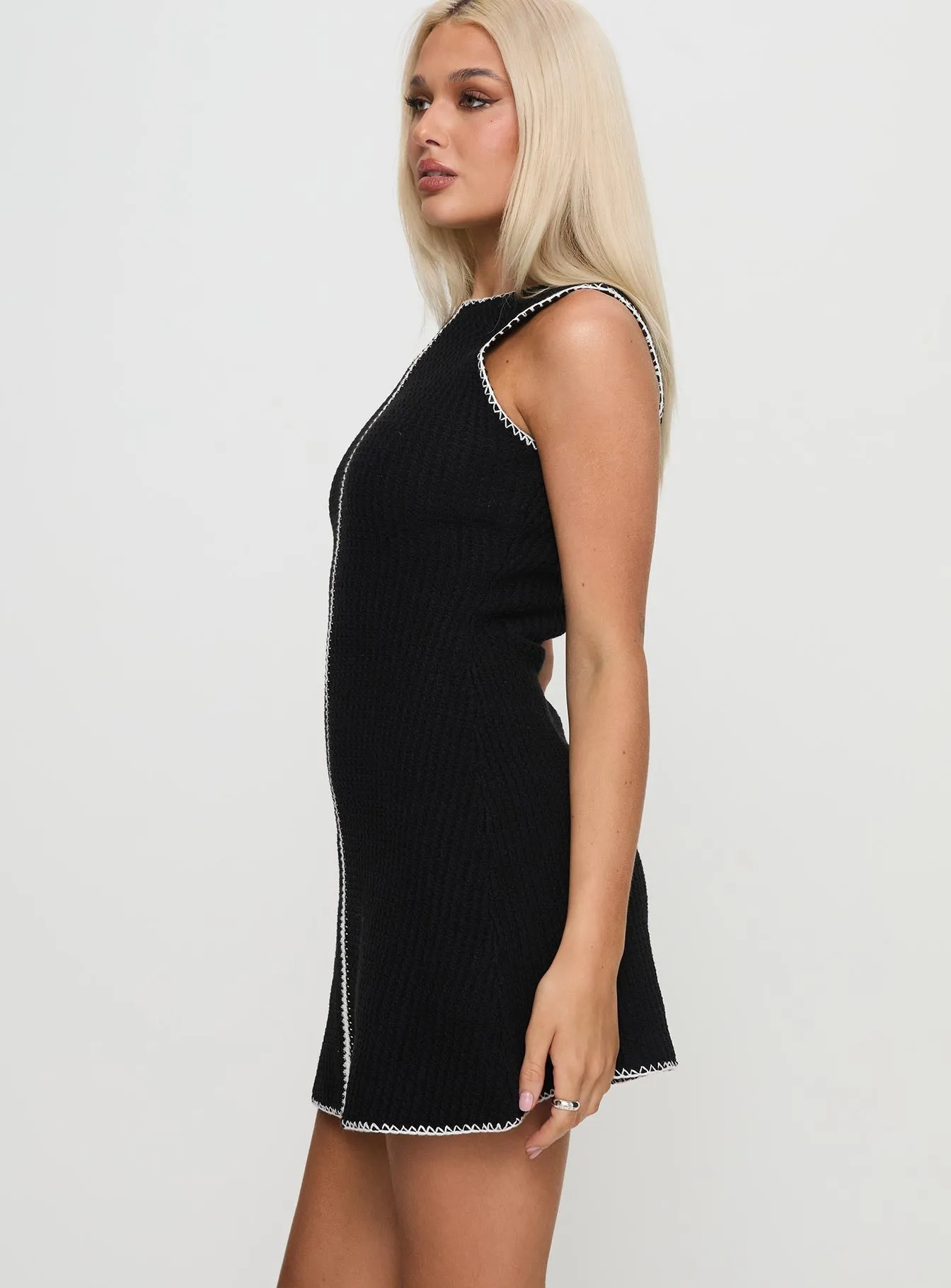 Carlisha Knit Mini Dress Black / White