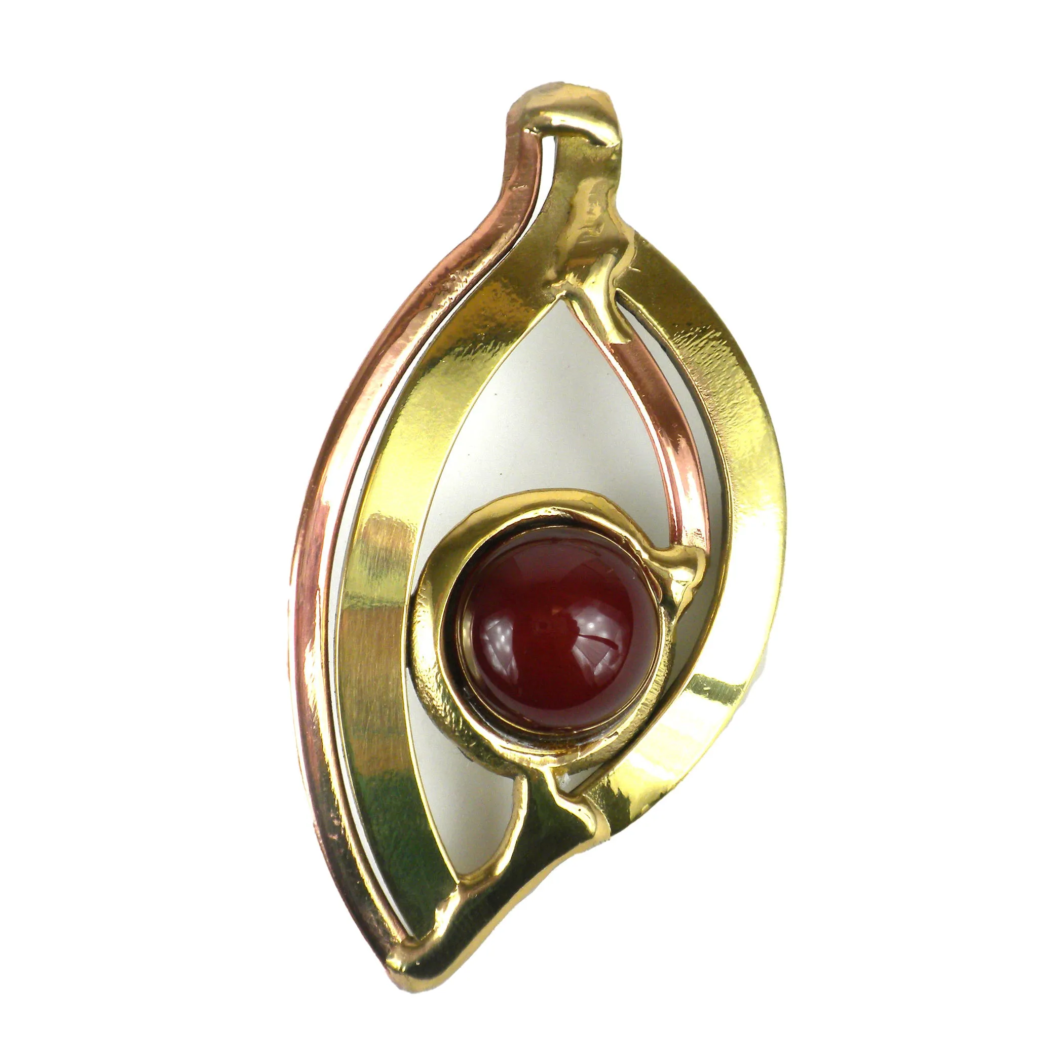 Carnelian Eye Pendant Necklace Brass Images